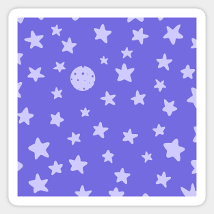 Purple night sky universe galaxy with stars and the moon Sticker
